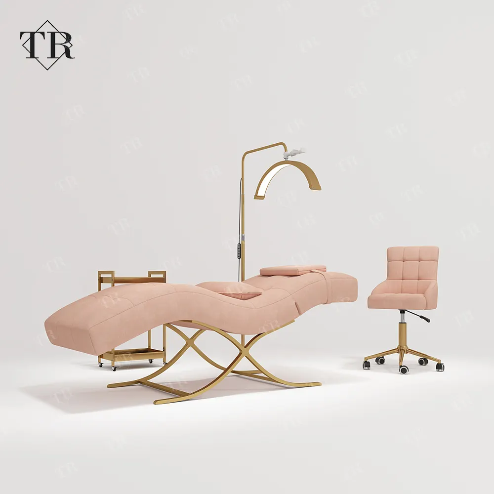 Turri incurvé rose cils cils luxe Massage canapé Lashista civière Extension chaise longue cosmétiques inclinable lit Table chaise