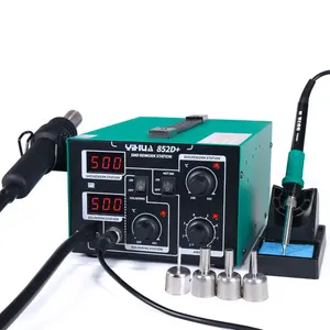 852D+ LED Digital Display Hot Air Welding Soldering Iron 2-in-1 Rework Soldering Desoldering Station for Mobile Phone Repair