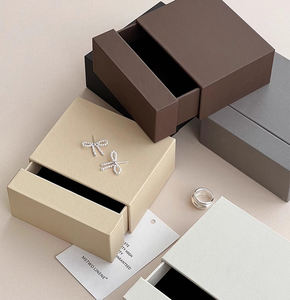 กล่องกระดาษแข็งแบบเลื่อนได้กล่องลิ้นชักกระดาษกล่องของขวัญสร้อยคอต่างหูแหวนกล่องเครื่องประดับ - Product Image 4