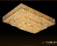Plafonnier en cristal rectangulaire moderne doré, design moderne, éclairage d'intérieur, luminaire décoratif de plafond, idéal pour un hôtel, une entrée ou un Restaurant