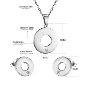Joyas De Acero Inoxidable Stainless Steel Round <b>Jewelry</b> <b>Set</b> Bisuteria <b>Brides</b> to Earrings and Necklaces - Product Image 4
