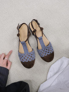 Sandales tissées à la main respirantes pour femmes, idéales pour le printemps et l'été, sandales décontractées à semelle souple de style romain - Product Image 6