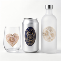 Label Kristal UV 3D Sparkforest Kustom, Tahan Air, Anti Gores, Stiker Transfer Die-Cut untuk Gelas, Kaleng, dan Botol