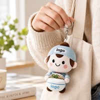 Porte-clés en peluche personnalisé avec logo ODM/OEM, personnage de dessin animé de serveur de ramen, poupée en peluche sur mesure à partir de dessin