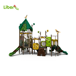 สวนสนุกธีมป่าพร้อมสนามเด็กเล่นกลางแจ้ง มีสไลเดอร์และเก้าอี้กลองสำหรับเด็ก - Product Image 3