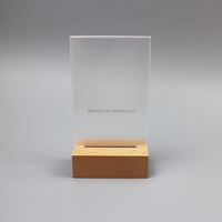 Support de signalisation pour restaurant, cadre en bois, base transparente, support de signalisation en acrylique double face, menu de table, support de signalisation personnalisé, support de signalisation d'avertissement