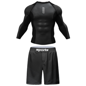 Ropa deportiva con estampado de sublimación de fábrica propia para hombre MMA BJJ Jiu-Jitsu Figting Rash Guard Sets con ropa de compresión antibolitas - Product Image 4