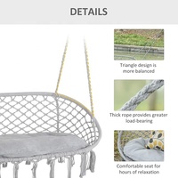 Chaise suspendue en macramé moderne, style bohème, chaise balançoire avec hamac en corde de coton pour jardin, patio, cour, pour deux personnes