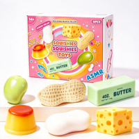 Lot de 6 jouets sensoriels ASMR en forme de nourriture (beurre, fromage, pouding, cacahuète) pour soulager le stress, boîte cadeau pour adultes