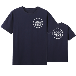 Camiseta de Manga Corta Azul Marino para Hombre con Logotipo Personalizado, Corte Regular, Cuello Redondo, Informal, de Algodón - Product Image 1