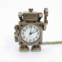 Montre de poche fantaisie vintage à quartz en alliage, boîtier triangulaire, pour femme, avec pendentif collier chaîne de pull, cadeau, Robot BingoBeads