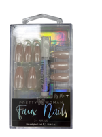 Ongles à presser de luxe en ABS, forme amande, effet œil de chat émeraude, série usine OEM ODM, marque Helios, estampage or, longueur moyenne, 24 pièces