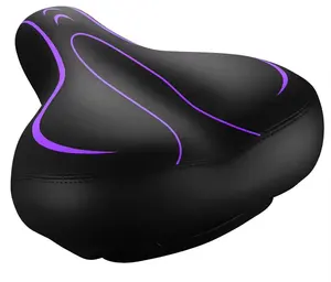 Bike Seat for Women Men-Replacement Wide Bicycle Saddle Memory Foam Waterproof Padded Soft Bike Cushion with Dual Shock