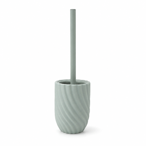 Customized Spiral Ribbed Ceramic 4-Pc Bath <b>Set</b>, Matte Rubberized – Lotion Dispenser, <b>Soap</b> Dish, Tumbler & Toilet Brush Holder - Product Image 5