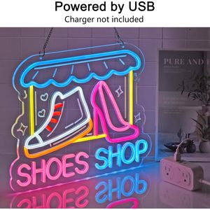 Letreros LED de Neón para Tienda de Zapatos, Regulables, Alimentados por USB, Luz Ambiental, Decoración para Escaparates, Luz Indicadora de Calle, Personalizables - Product Image 6