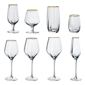 Verres à vin en cristal <span class=keywords><strong>transparent</strong></span> de luxe, gobelet élégant au design moderne avec bord doré pour bar ou mariage, verres à cocktail - Product Image 1