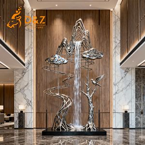D & Z แบรนด์ที่กำหนดเองในร่มและกลางแจ้งที่ทันสมัยนามธรรมน้ำพุโลหะภูมิทัศน์น้ำตกสำหรับโรงแรมน้ำตกแต่ง - Product Image 3
