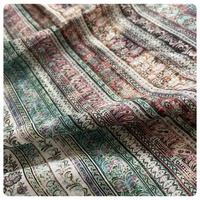 Tissu tissé français léger et respirant 110 GSM, imprimé numériquement à motif géométrique carré et vague en zigzag, doux et personnalisé
