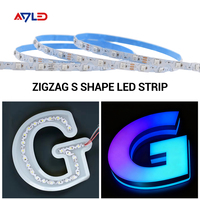 WS2815 Bande lumineuse LED RGBIC en forme de S 5050 lentilles 60LEDs/m Découpable Zigzag Adressable S-Bend 8MM Led 12V Signage Liner Light Strip