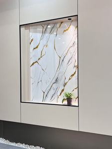 Chất Lượng Cao 1220*2440Mm Kết Cấu Bằng Đá Cẩm Thạch Chảy Vàng TV Nền Hội Đồng Quản Trị Và 3D Tường Phòng Tắm Trang Trí PVC Carbon Rock Hội Đồng Quản Trị - Product Image 6