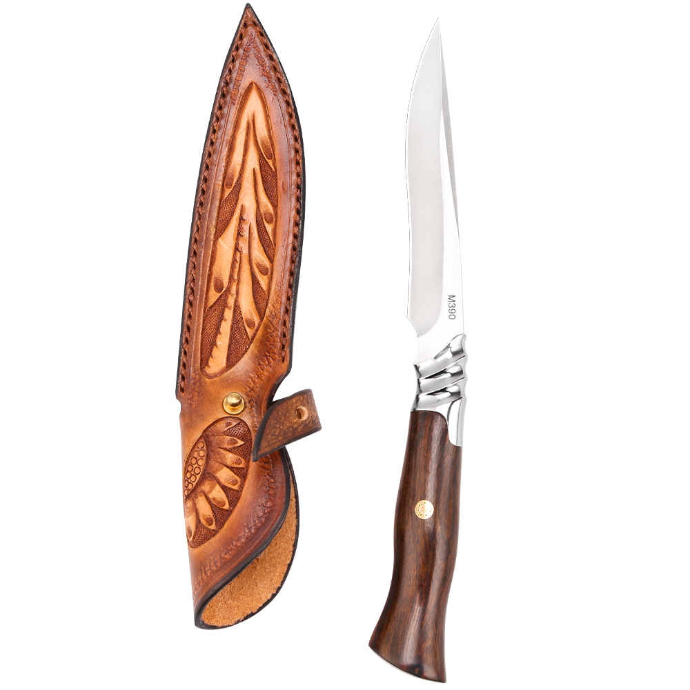 WB-CF356 Sharp M390 Powder Steel Fixed Blade Tactical Combat Knife Survival Hunting Custom Logo Leather Sheath