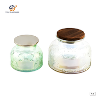 Bocaux de conservation alimentaire en verre vert irisé avec couvercle métallique pour le thé, le café et le sucre – Vente en gros