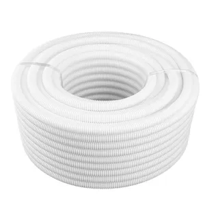 Tuyau de drainage flexible ondulé en plastique PE blanc à longueur réglable pour tubes en plastique