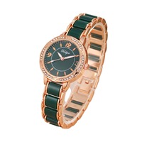 Jam Tangan Wanita Quartz Berhias Berlian Modis Terlaris 2024 Gaya Korea Elegan Dial Pointer Casing 10mm untuk Pelajar