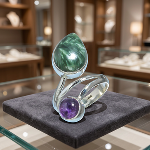 Hot Selling Wholesale Original Seraphinite Amethyst Pear Cut Gemstone 925 Sterling Silver Women Antique Wedding Factory Jewelry - Product Image 2