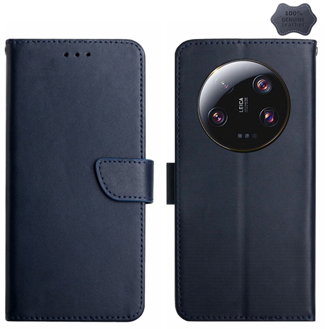 For Xiaomi 14 Ultra Genuine Leather Fingerprint-proof Flip Phone Case