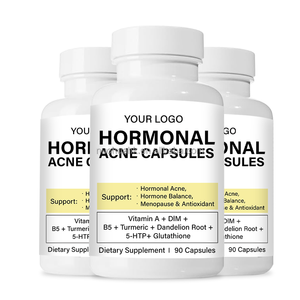 Capsules contre l'acné hormonale, 90 unités, vitamine A, DIM, B5, curcuma, racine de pissenlit, 5-HTP, glutathion, complément alimentaire pour femmes - Product Image 3