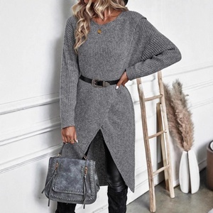 2025 Vintage malha estilo coreano camisola vestido outono casaco longo das mulheres com botão solto <span class=keywords><strong>Cardigan</strong></span> decorado para desgaste da praia - Product Image 2