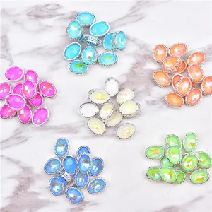 Nieuw Product 10*14Mm Ovaal Kristal Naaien Diamant Vogel Nest Klauw Mokka Fluorescerend Glas Strass Kleding Schoentas Accessoires