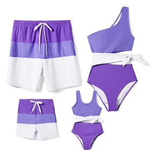 Ensembles de maillots de bain 4 pièces imprimé léopard personnalisé, colorblock, une pièce et bikini, tenues de plage asymétriques pour la famille - Product Image 5