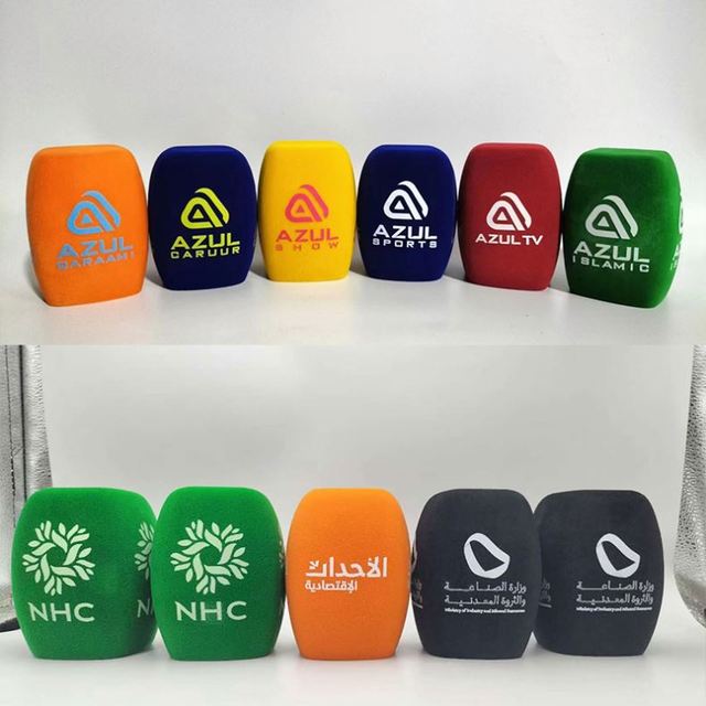 Custom Logo Printed Microphone Foam Windscreen Windshield for Wireless Handheld Interview Condenser Microphone