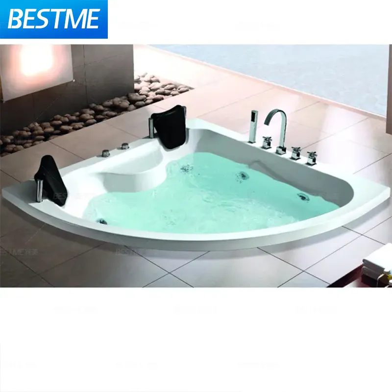 Built-in acrylic white massage jacuzi whirlpool corner bathtub