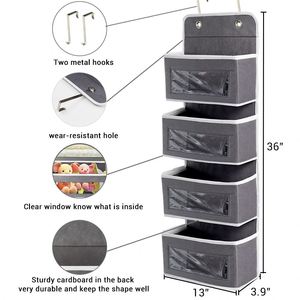 Wall Mount Durable Wall Hanging Bags Over the Door Hanging Organizer - Product Image 5
