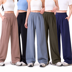 Pantalon décontracté pour femme, taille haute, coupe large, style décontracté, pantalon ample, mode minimaliste, vêtements de travail, en stock - Product Image 6