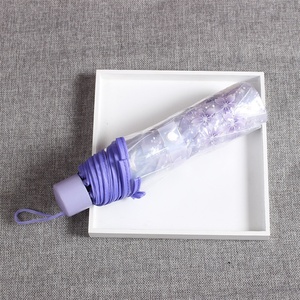 Cherry Blossom Girl Three-Folding PVC <b>Umbrella</b> 1pc Transparent Windproof Rainproof Portable Cute Flower Home Rain Gear SK Brand - Product Image 3