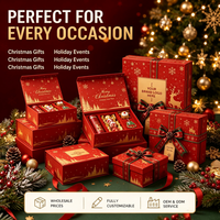 Boîte cadeau rigide à motif de Noël personnalisé, impression personnalisée complète, décoration de ruban, qualité supérieure pour boîte cadeau de Noël