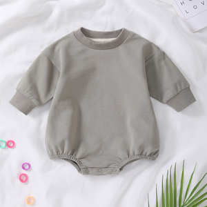 Venta al por mayor, listos para enviar: Peleles de algodón French Terry de manga larga para bebé, sudaderas tipo burbuja con diseño personalizado para bebé. - Product Image 5