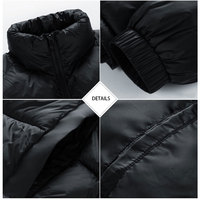 Veste d'hiver décontractée pour homme de bonne qualité, en polyester, rembourrée de duvet, coupe-vent, imperméable, unie, épaisse, à col montant, en promotion