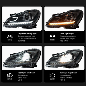 Ensemble de phares LED AURON pour Mercedes-Benz Classe C W204 (2011-2014) |   Feux de jour (DRL) style OE, nouvelle version 12V, blanc 6000K, 36W, 6000 lm - Product Image 2