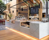 Comptoir de bar à vin circulaire moderne en verre trempé et surface solide pour restaurant commercial, bar à domicile, centre commercial, hôtel - Garantie 10 ans