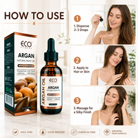 Minyak Argan 2 Fl Oz 60ml 100% Murni Distilasi Uap Biji Argan Segar dari Maroko Pelembap Bernutrisi untuk Rambut Kering, Wajah, Kulit, dan Tubuh