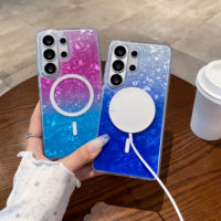Étui de luxe dégradé en perles TPU PC pour iPhone 18 Pro Max, chargement magnétique sans fil puissant pour Samsung S26 Ultra – Vente en gros