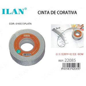 Nastro decorativo Ilan 2 cm x 20 iarde argento metallizzato per artigianato e decorazioni - Product Image 1