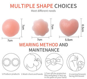 Phụ Nữ Của Tái Sử Dụng Silicone Vú Cánh Hoa Núm Vú Bao Gồm Vô Hình Không Thấm Nước Push-up 6Cm-10Cm Kích Thước Sexy Backless Áo Ngực Dán - Product Image 3