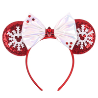Serre-tête unisexe 2025 pour fête du Nouvel An, accessoires de cheveux tendance avec nœud à paillettes et oreilles de souris, idéal pour les cadeaux d'hiver et de Noël