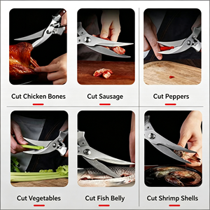 Ciseaux à volaille robustes avec manche en bois, en acier inoxydable, pour couper les os, ciseaux de cuisine pour cuisines commerciales, hôtels, restauration en gros - Product Image 5